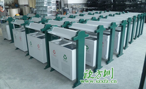 欣方圳鋼板分類垃圾桶，二十年專為小區(qū)潔凈服務(wù)