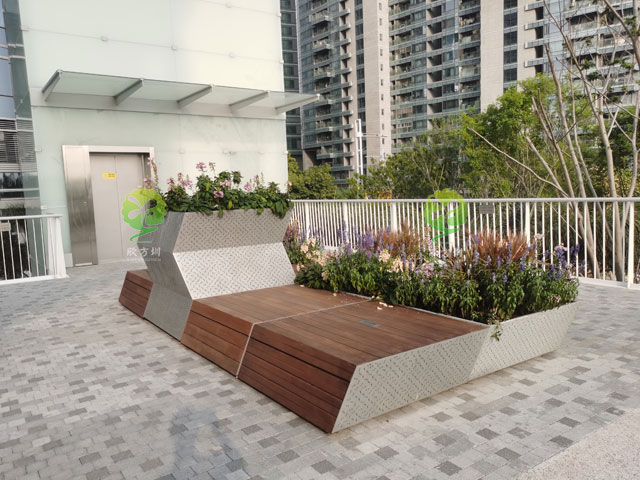 濱海廊橋不銹鋼花箱座椅城市戶(hù)外景觀家具