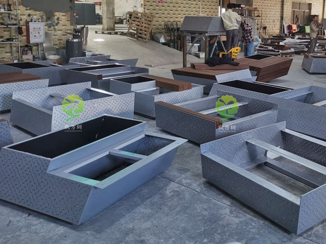 濱海廊橋不銹鋼花箱座椅城市戶(hù)外景觀家具