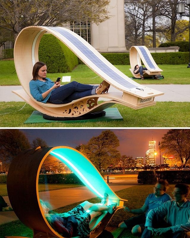 太陽(yáng)能戶外休閑椅子夜晚能發(fā)光，創(chuàng)意設(shè)計(jì)裝飾公共空間藝術(shù)性