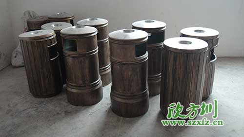 古意盎然，韶關(guān)園林仿銅玻璃鋼垃圾桶